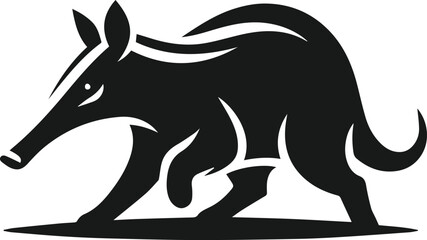 Aardvark preparing to run animal silhouette vector