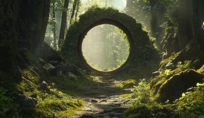 Sunlit Portal in Lush Forest