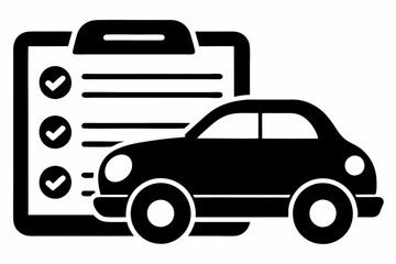 Fototapeta premium car maintenance list icon line art silhouette vector illustration