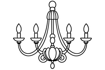 chandelier french line art silhouette vector illustration