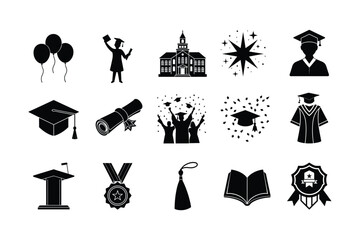 Graduation silhouette vector Bundle