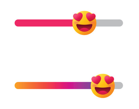Instagram poll with loving heart eyes emoticons on gradient bars, vector emoji for radiating love, satisfaction, happiness, reaction, feeling in digital expression design