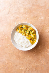 Chicken curry with rice. Tikka Masala. Indian food.