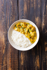 Chicken curry with rice. Tikka Masala. Indian food.
