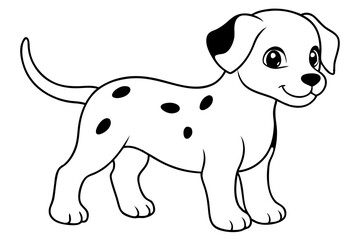 cute baby dalmatian dog line art silhouette vector illustration