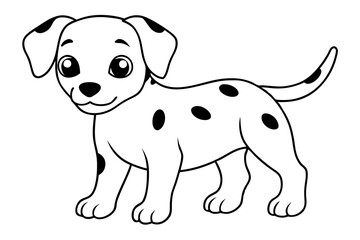 cute baby dalmatian dog line art silhouette vector illustration