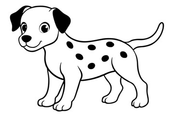 cute baby dalmatian dog line art silhouette vector illustration