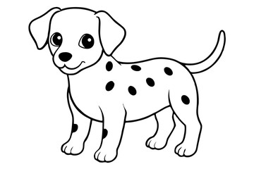 cute baby dalmatian dog line art silhouette vector illustration