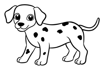 cute baby dalmatian dog line art silhouette vector illustration