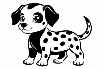 cute baby dalmatian dog line art silhouette vector illustration