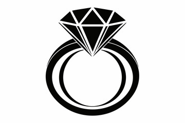 diamond ring line art silhouette vector illustration