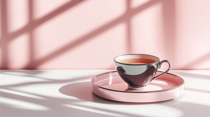 Space Silver Teacup View Vibe Pastel Empty Pink Right