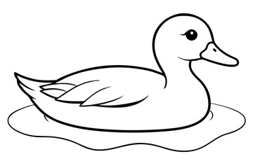 duck swimming in a pond line art silhouette vector illustration