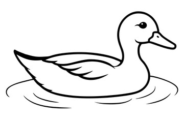duck swimming in a pond line art silhouette vector illustration