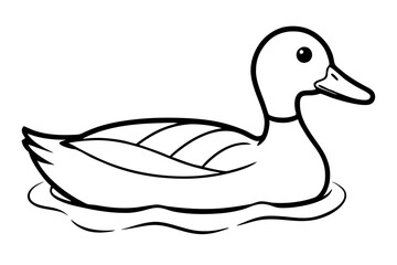 duck swimming in a pond line art silhouette vector illustration