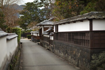 Winter street scene in Honshu, Japan