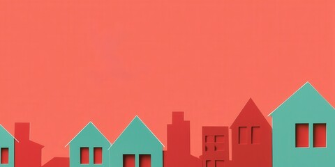 Create Opportunities success goal-setting concept. Colorful silhouette of houses against a vibrant background.