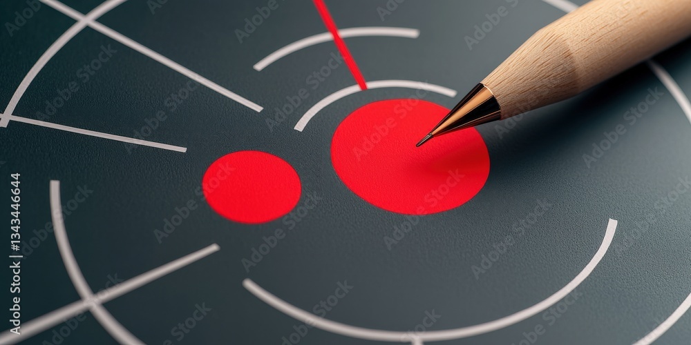 Poster create opportunities success goal-setting concept. targeting precision with a pen on a circular desi