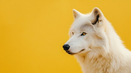 Obraz premium Space Arctic Wolf Scene Vibe Snowy Pastel Yellow Black