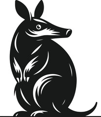 Aardvark looking over its shoulder nervously animal silhouette vector