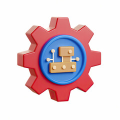 Obraz premium Colorful gear icon with circuit design in the center, isolate on white background.
