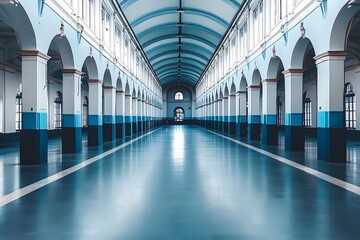 Fototapeta premium Blue Hallway Interior Architecture Design