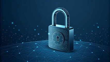 lock and key on blue background