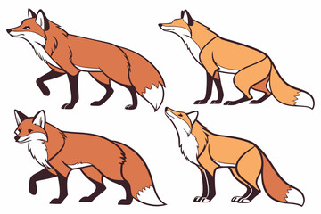 set of fox silhouette vector illustration
