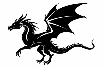 Obraz premium flying dragon line art silhouette vector illustration