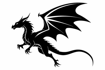 flying dragon line art silhouette vector illustration