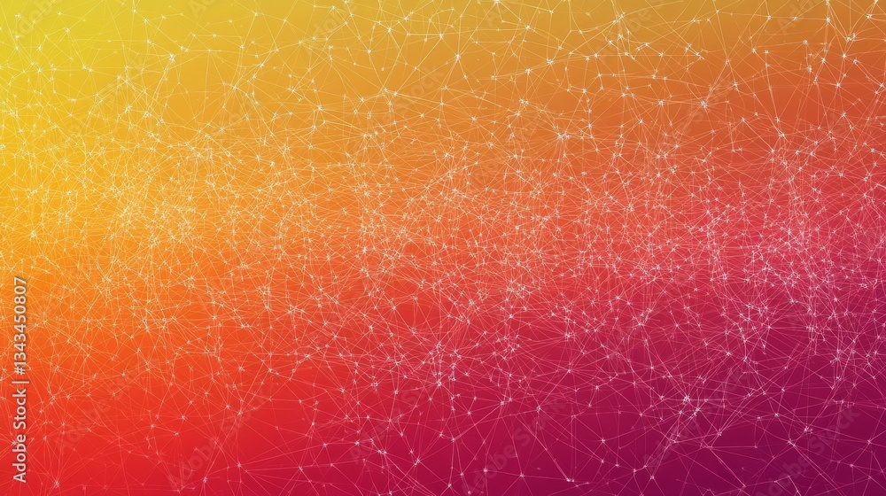 Poster vibrant interconnected network of dots on a colorful background