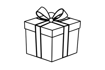 gift box line art silhouette vector illustration