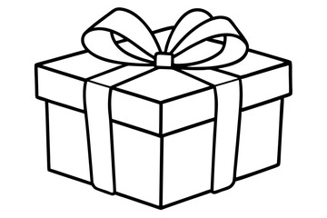 gift box line art silhouette vector illustration