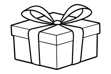 gift box line art silhouette vector illustration