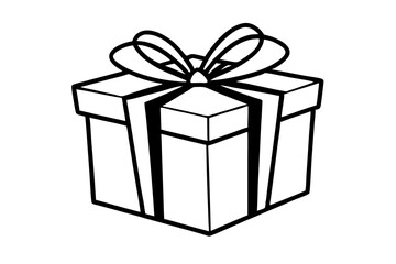 gift box line art silhouette vector illustration