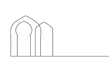 Islamic window icon Continuous one line drawing simple outline silhouette vector illustration