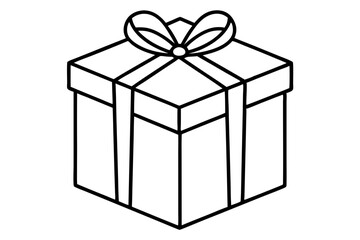 gift box line art silhouette vector illustration