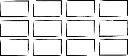Black ink brush frame collection. Grunge square and rectangle frames. Grunge frame, painted ink stamp banner frame. Grunge border decoration vector illustration