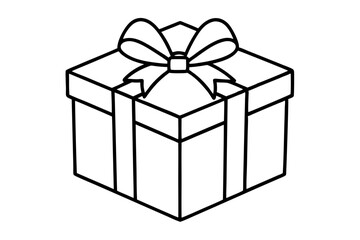 gift box line art silhouette vector illustration