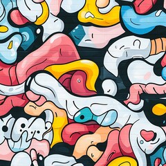 Abstract Graffiti Wall Art Design.