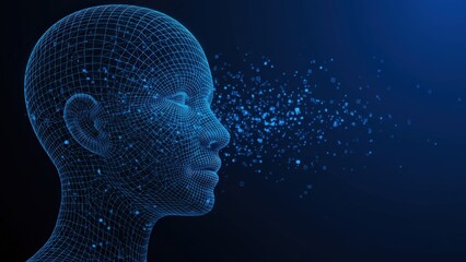 Digital Transformation, AI Artificial Intelligence in Human Face Head