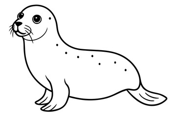 harbor seal line art silhouette vector illustration