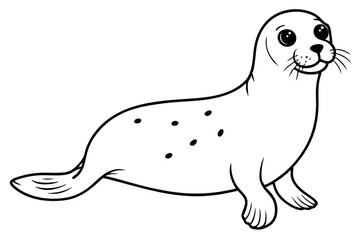 harbor seal line art silhouette vector illustration