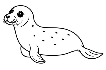 harbor seal line art silhouette vector illustration