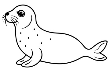 harbor seal line art silhouette vector illustration