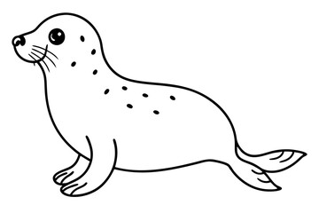 harbor seal line art silhouette vector illustration