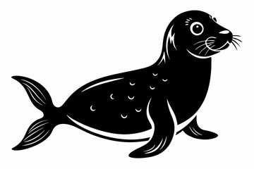 harbor seal line art silhouette vector illustration
