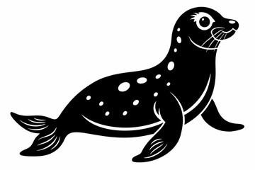 harbor seal line art silhouette vector illustration