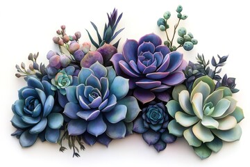 Beautiful purple and green succulents creating a stunning floral arrangement