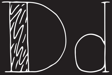 capital letter D and lowercase letter d hand drawn with curved white lines on a black background